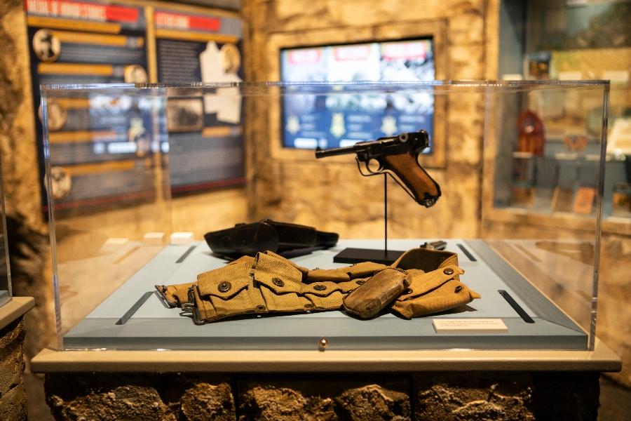 Never-before-seen artifacts from personal and collections include wartime gear worn by Ryan Pitts, a Medal of Honor Recipient. (Photo/Tumbleton Photography)